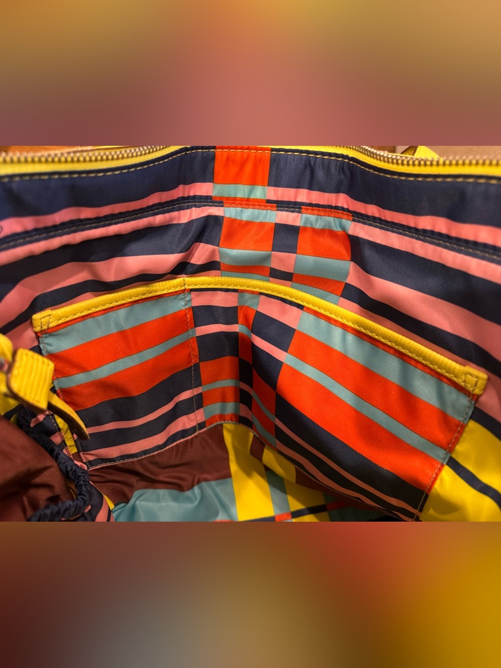 Canvas Tote Bag with Neon Yellow Trim - Picture 14 of 16
